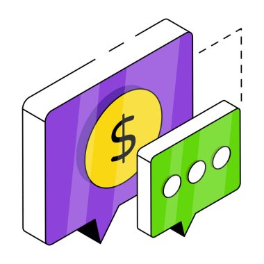 Finansal sohbetin kavramsal düz tasarım simgesi 