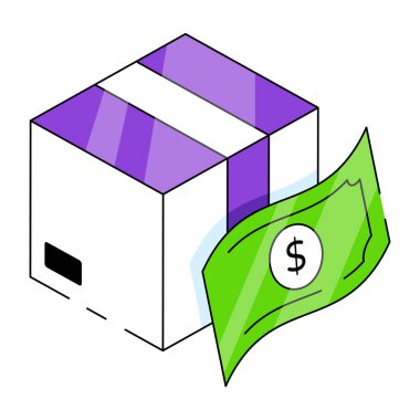 Teslimatta paranın kavramsal izometrik tasarım simgesi