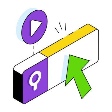 Arama kutusu vektörünün Isometric tasarım simgesi 