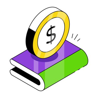 Kitap ve dolar, eğitim ödeneğinin izometrik tasarımı