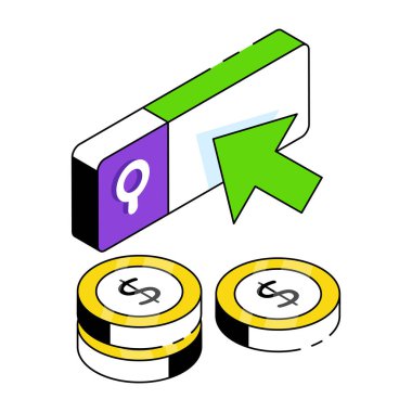 Arama para vektörünün Isometric tasarım simgesi 