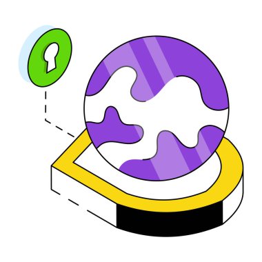 Keyhole with globe, icon of global security 