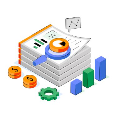 İş raporunun düzenlenebilir tasarım illüstrasyonu