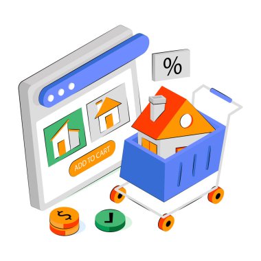 Evden alışveriş için yaratıcı tasarım çizimi