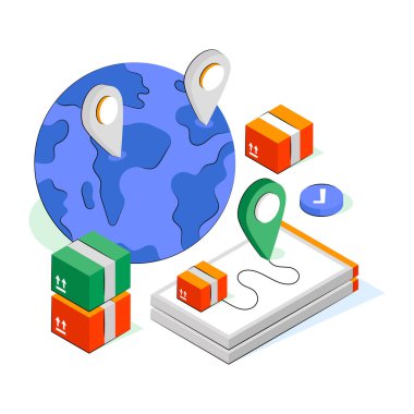 Mobil paket takibi için mükemmel tasarım çizimi 