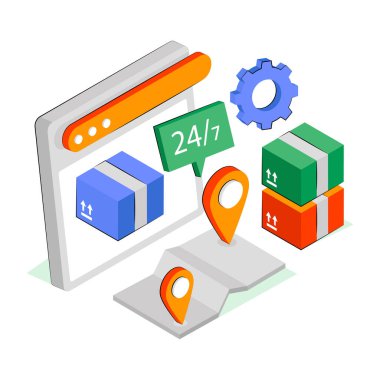 24 saat dağıtım servisinin yaratıcı tasarım illüstrasyonu 