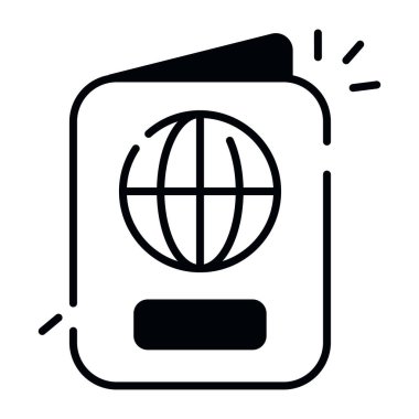 Pasaportun katı tasarım simgesi, düzenlenebilir vektör