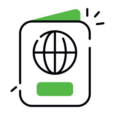 Pasaportun düz tasarım simgesi, düzenlenebilir vektör