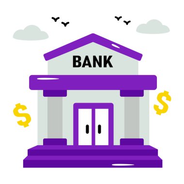 Banka binasının düz tasarım simgesi