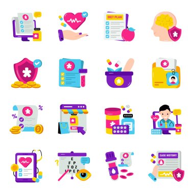 tıbbi düz simgeler kümesi 