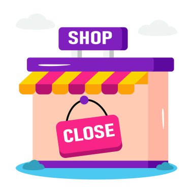 Dükkanı kapatmanın düz tasarım simgesi
