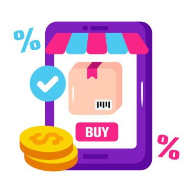 Çevrimiçi satın alma paketinin mükemmel tasarım simgesi 