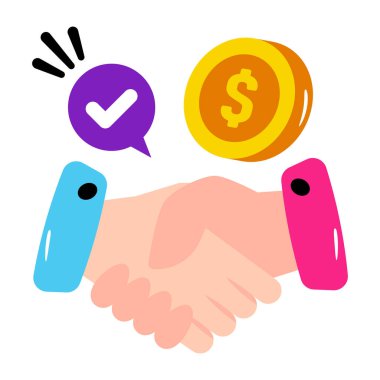 Beyaz arkaplanda izole edilmiş finansal anlaşmanın simge tasarımı 