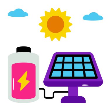 Düz bir eko pil tasarımı simgesi