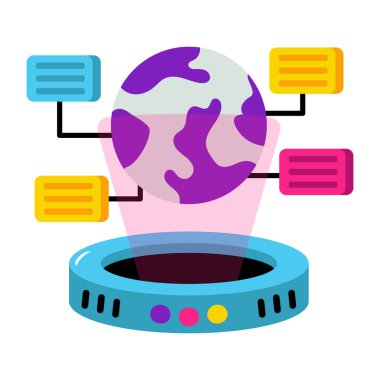 Küresel hologramın moda vektör tasarımı, düz düzenlenebilir simge