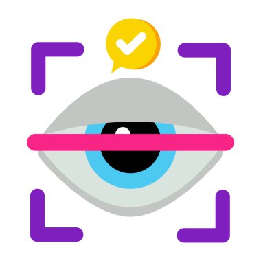 A colored design icon of iris recognition
