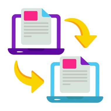Veri transferinin kavramsal düz tasarım simgesi 