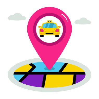 Taksi konumunun renkli tasarım simgesi 
