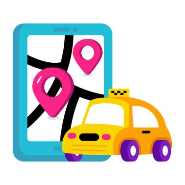 Çevrimiçi taksi takibinin renkli tasarım simgesi 