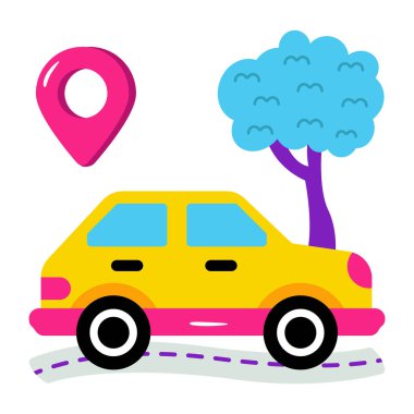 Taksi konumunun renkli tasarım simgesi 
