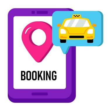 Düz dizaynlı taksi rezervasyonu uygulama simgesi 