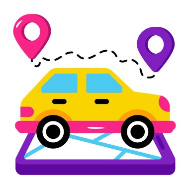 Taksi rotasının renkli tasarım simgesi 