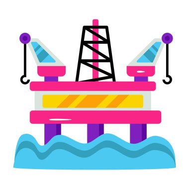 Offshore sondaj simgesi, düzenlenebilir vektör 