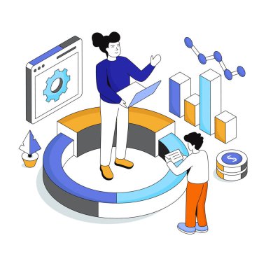 Veri sunumunun yaratıcı tasarım illüstrasyonu