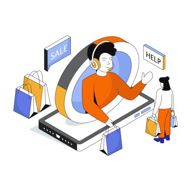 Alışveriş müşteri hizmetlerinin modern tasarım çizimi
