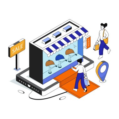 Şapka dükkanının düz tasarım çizimi