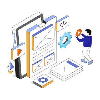 Mobil uygulama geliştirmenin bir illüstrasyon tasarımı