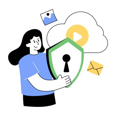 Bulut güvenliğinin düzenlenebilir tasarım çizimi