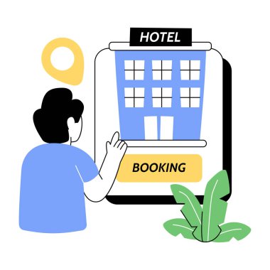 An illustration design of online hotel booking
