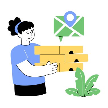 Pizza dağıtım yerinin düzenlenebilir tasarım çizimi