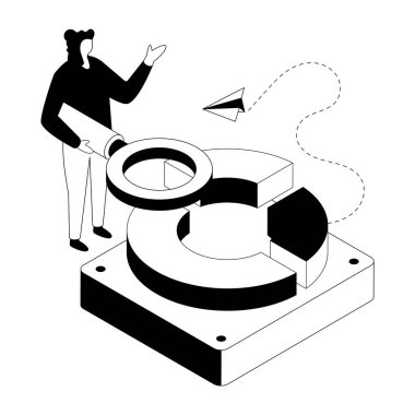 Veri analizinin izometrik tasarım çizimi