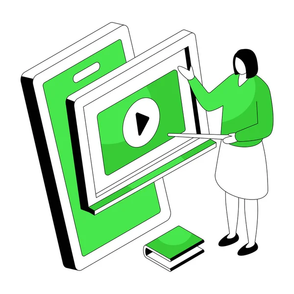 Video öğrenmenin düzenlenebilir tasarım illüstrasyonu