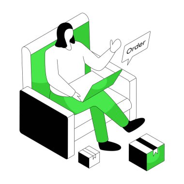 Çevrimiçi paket düzeninin bir illüstrasyon tasarımı