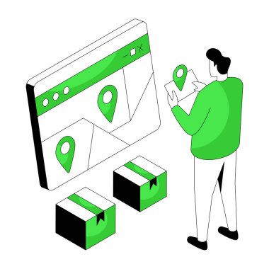 Çevrimiçi paket takibinin göz alıcı tasarım çizimi