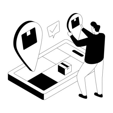 Çevrimiçi parsel navigasyonunun modern tasarım çizimi