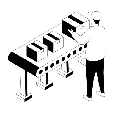 Taşıyıcı bant illüstrasyonu, düzenlenebilir vektör
