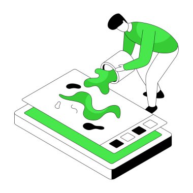 Dijital tasarımın düz bir izometrik tasarım çizimi