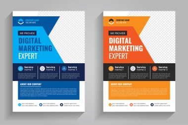 Yaratıcı pazarlama ajansı şirket broşür tasarımı. a4 numara kırmızı, mavi renk Minimalist broşür, her kişisel ya da kurumsal kullanım için mükemmel.  