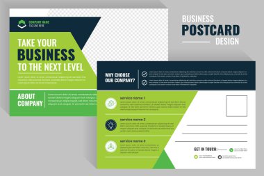 Profesyonel kurumsal kartpostal şablonu. yeşil mavi renkli çok amaçlı kartpostal dizayn şablonu