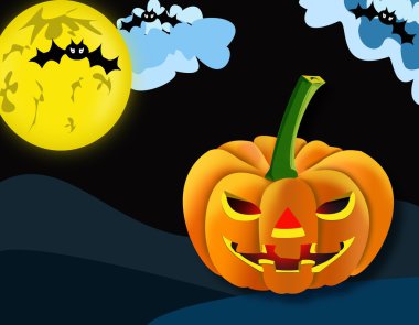 Cadılar Bayramı Balkabağı içinde belgili tanımlık geçmiş ay ve yarasalar