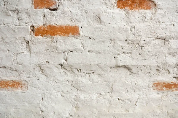 ヴィンテージ古い白いウォッシュレンガの壁のテクスチャ テキストや画像のパノラマ背景 — ストック写真