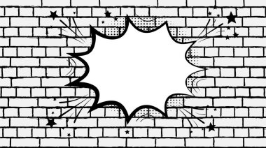 Tuğla arka plandaki uzun vektör şablonunu özetle. Yarım ton daireli arkaplan.