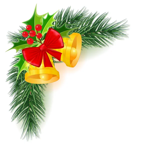 枝付きのクリスマスバナー、ベクトルイラスト。美しい新年の背景 — ストックベクタ