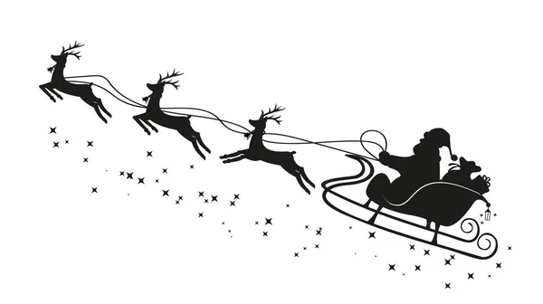 Santa Claus Sleigh Reindeer Vector Illustration — Stock Vector