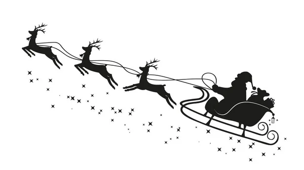 Santa Claus Trineo Con Renos Ilustración Vectorial — Vector de stock