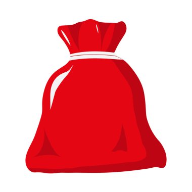 Noel kırmızı çuvalı. Noel Baba 'yı torbaya koy. Beyaz arka planda izole edilmiş. Vektör illüstrasyonu